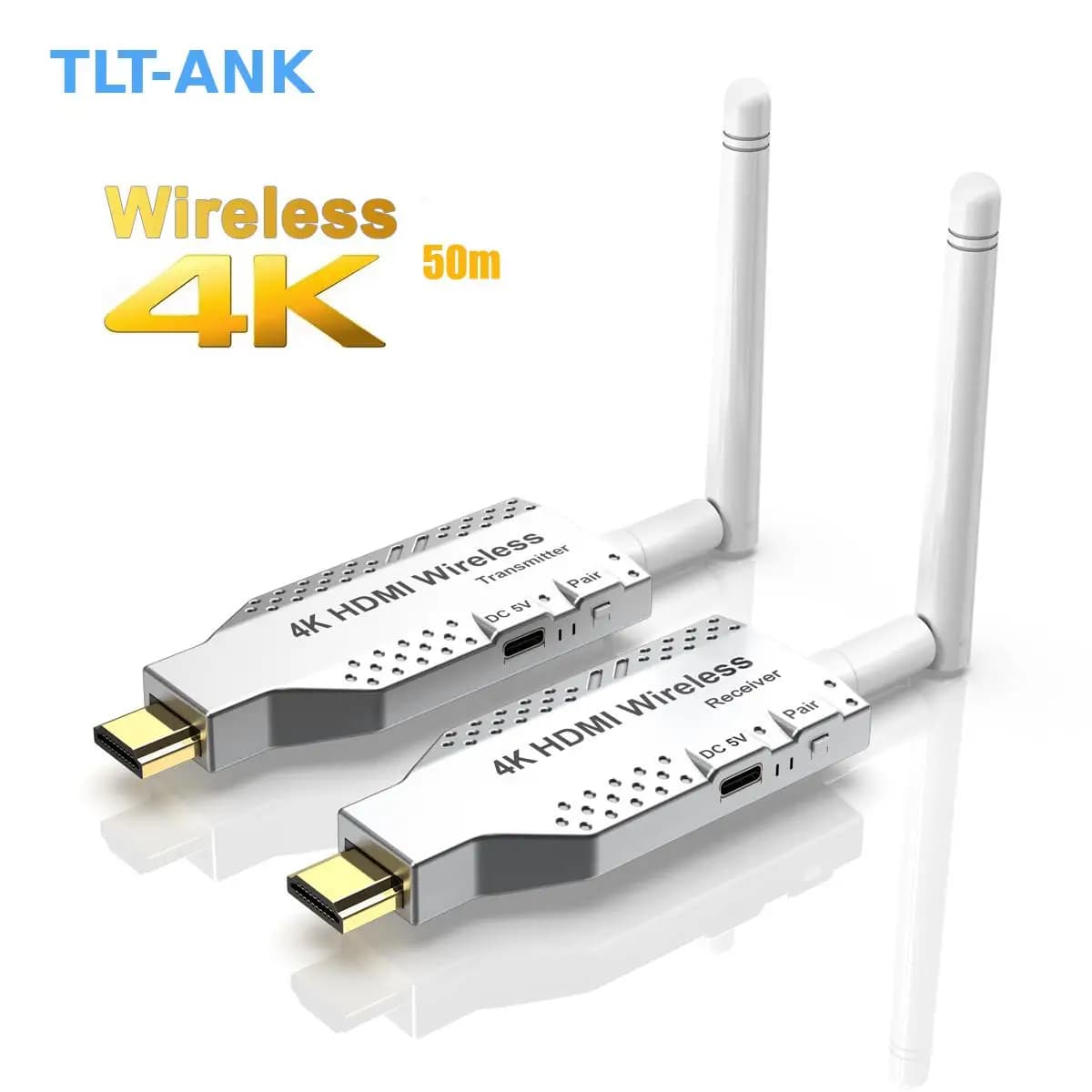 Nuovissimo Kit Trasmettitore e Ricevitore Audio Video HDMI Wireless 4K, Adattatore Extender HDMI 50M per Fotocamera, Laptop, PC a TV e Proiettore