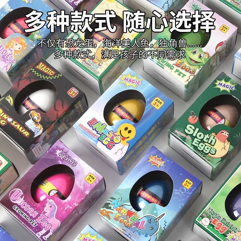 Uovo magico che si schiudendo in acqua, giocattolo educativo sensoriale a forma di unicorno, delfino, dinosauro, regalo per bambini e studenti.