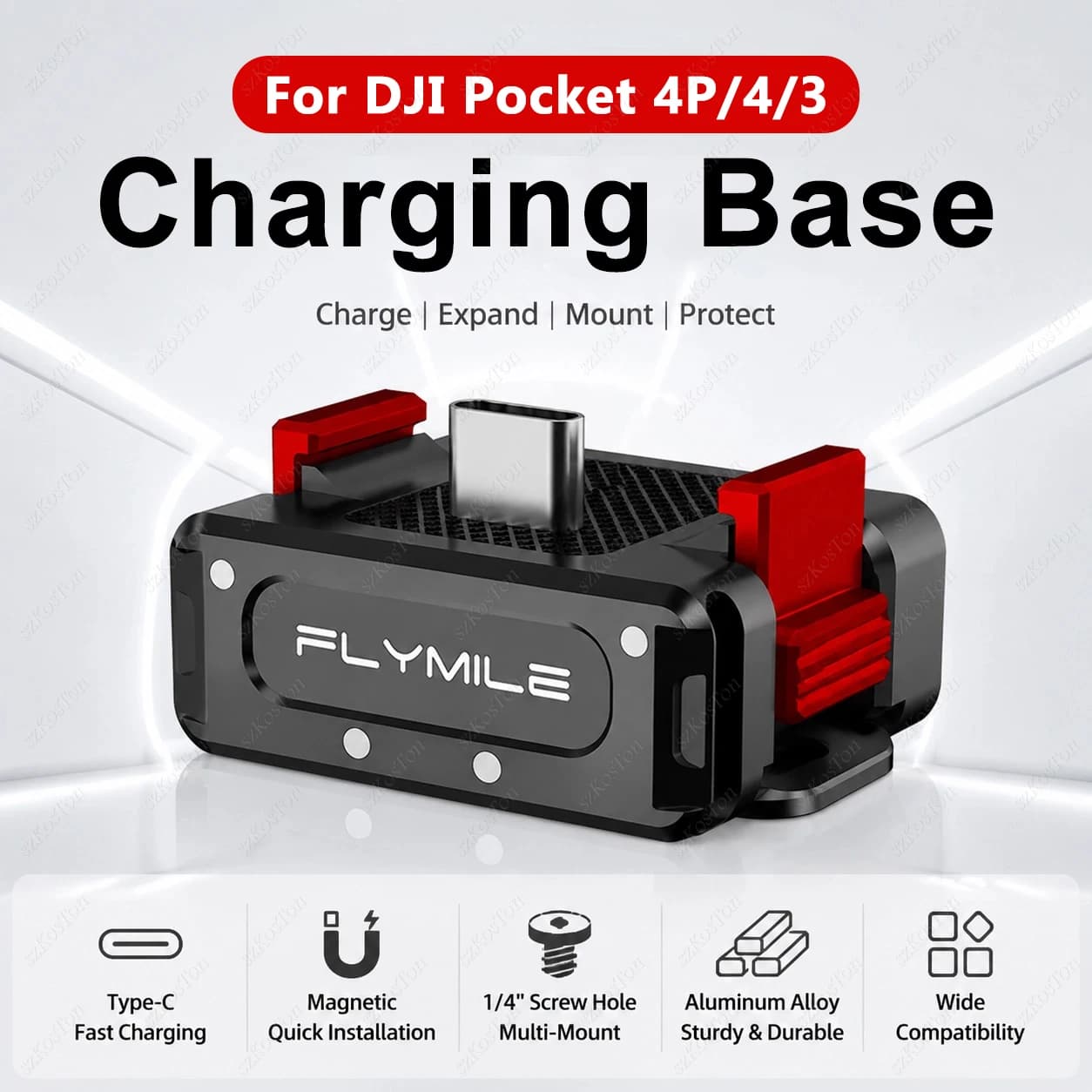 Quick‑Release Charging Base for DJI OSMO Pocket 4P/4/3 Type-C Charging Dock Mount Adapter Desktop Base Accessories