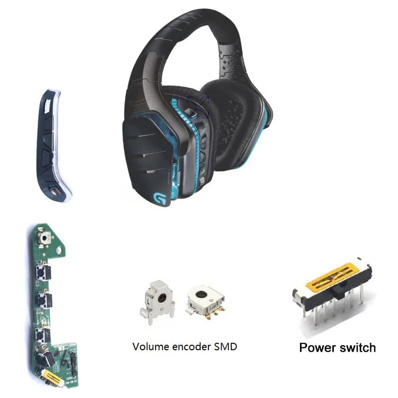 Headset Power Switch and Volume Button For Logitech G933 G935 G633 G635 Artemis Spectrum Wireless Headphones Earrings for Spare Parts