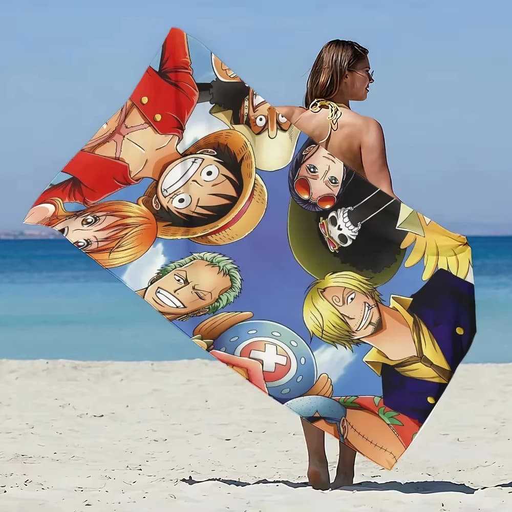 Asciugamano da Spiaggia Anime One Piece Luffy Gear 5 in Microfibra, Anti-Sabbia, Asciugatura Rapida, per Piscina, Regalo per Donne, Viaggi, Palestra, Doccia, Campeggio