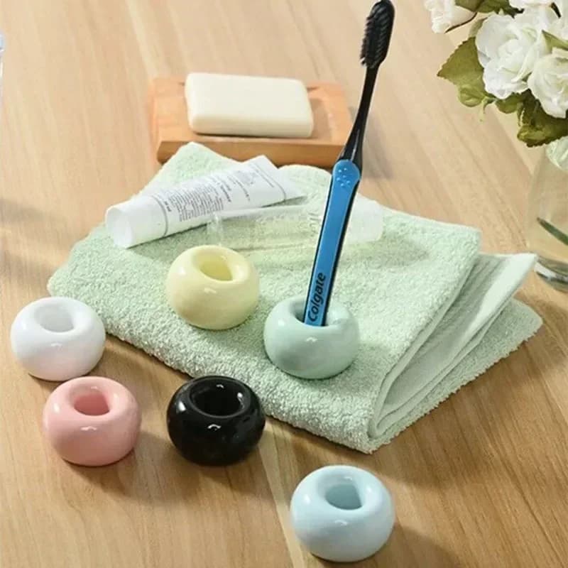 Mini ciambella portaspazzolino in ceramica accessori per il bagno portaspazzolino base telaio portaoggetti scaffale portaspazzolino da denti