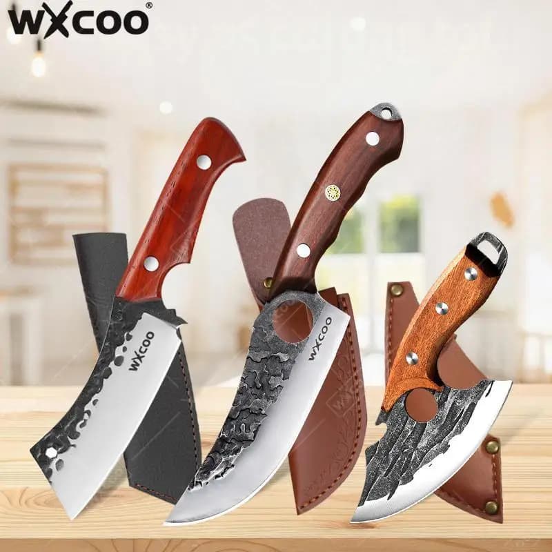 WXCOO High carbon steel butcher knife, cooking tool for meat, poultry and barbecue, multipurpose kitchen knife to slice the kitchen