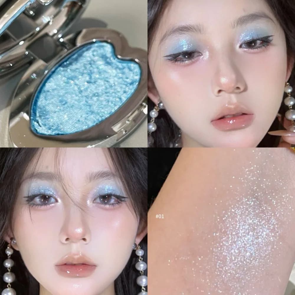 Palette Ombretti Glitterati Scintillanti Effetto Diamante Illuminante Metallizzato Perlescente Multicromatico Evidenziatore Occhi