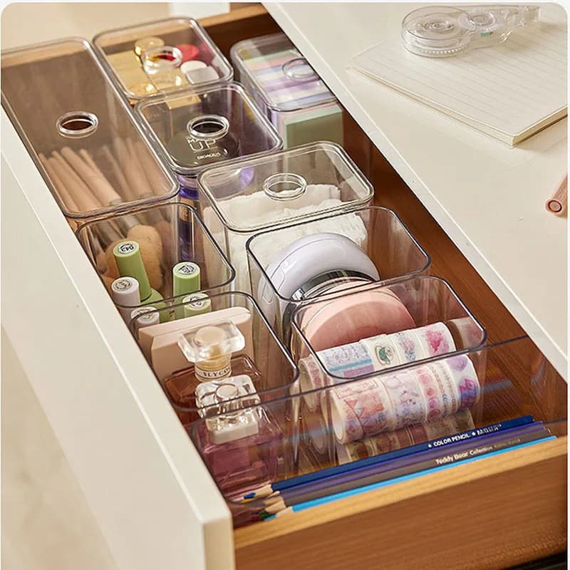 Acrylic plastic storage box with lid Organizer for make-up box for Organizer for drawers transparent desk box for jewelry boxes for Organizer for wardrobe