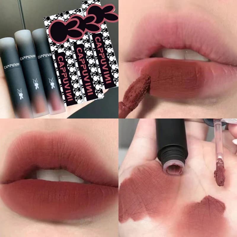 Retro Rosso Marrone Tono Rossetto Mousse Fango per labbra opaco Velluto Smalto per labbra Tazza antiaderente Lucidalabbra Trucco Tinta per labbra Cosmetico di bellezza