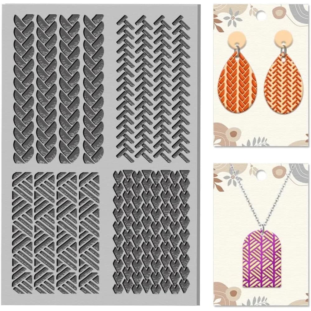 Sewing Knitting Patterns Clay Texture Mat Polymer Clay Molds DIY Texture Tools for Clay Pottery Earring Jewelry Making