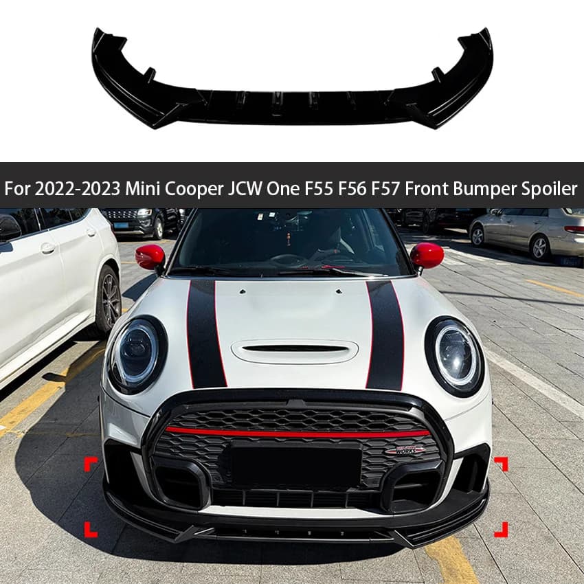 For 2022-2023 Mini Cooper JCW Mini One F55 F56 F57 Glossy Black Car Front Bumper Lip Splitter Diffuser Lip Body Kits