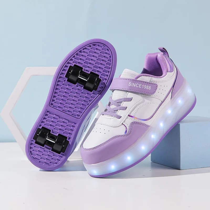 Kids Boys Boys Girls Light Flashing Wheels Shoes 4 Wheels Luminous Gymnastics LED Light Casual Shoes Children