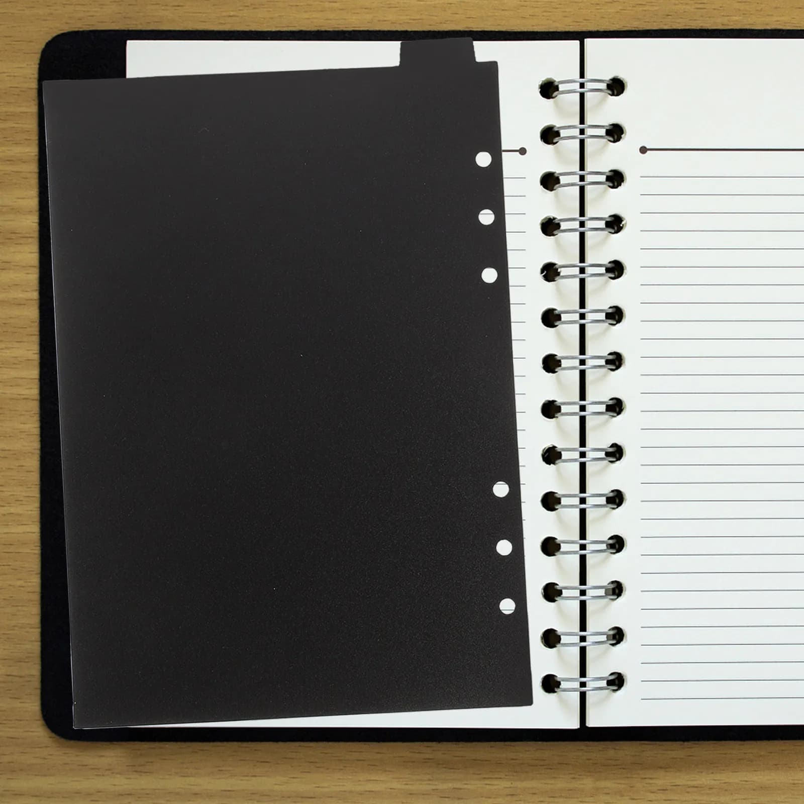 5 divisori per raccoglitori in plastica nera A5 con linguette, divisori per raccoglitori a 6 anelli, separatori per documenti, quaderni, file, agende