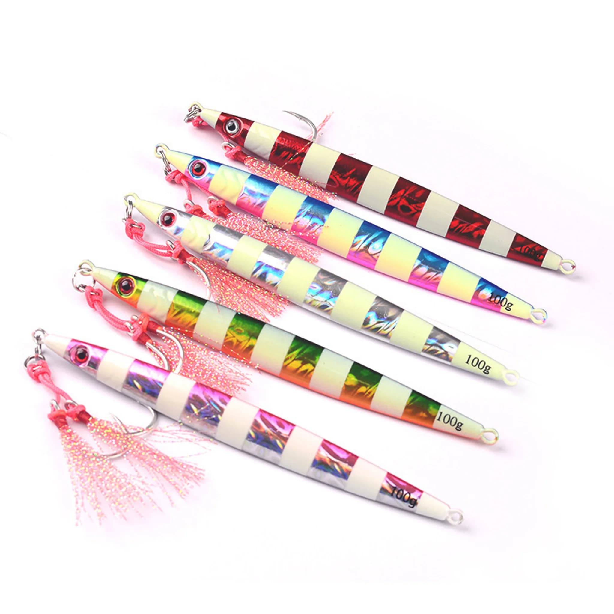 1 Pezzo 100g-300g Piatto in Ferro Grande Luminoso a Cono Triangolare per Pesca in Mare Profondo, per Spigola, Sgombro e Pesci di Piccola Taglia, con Doppie Ami