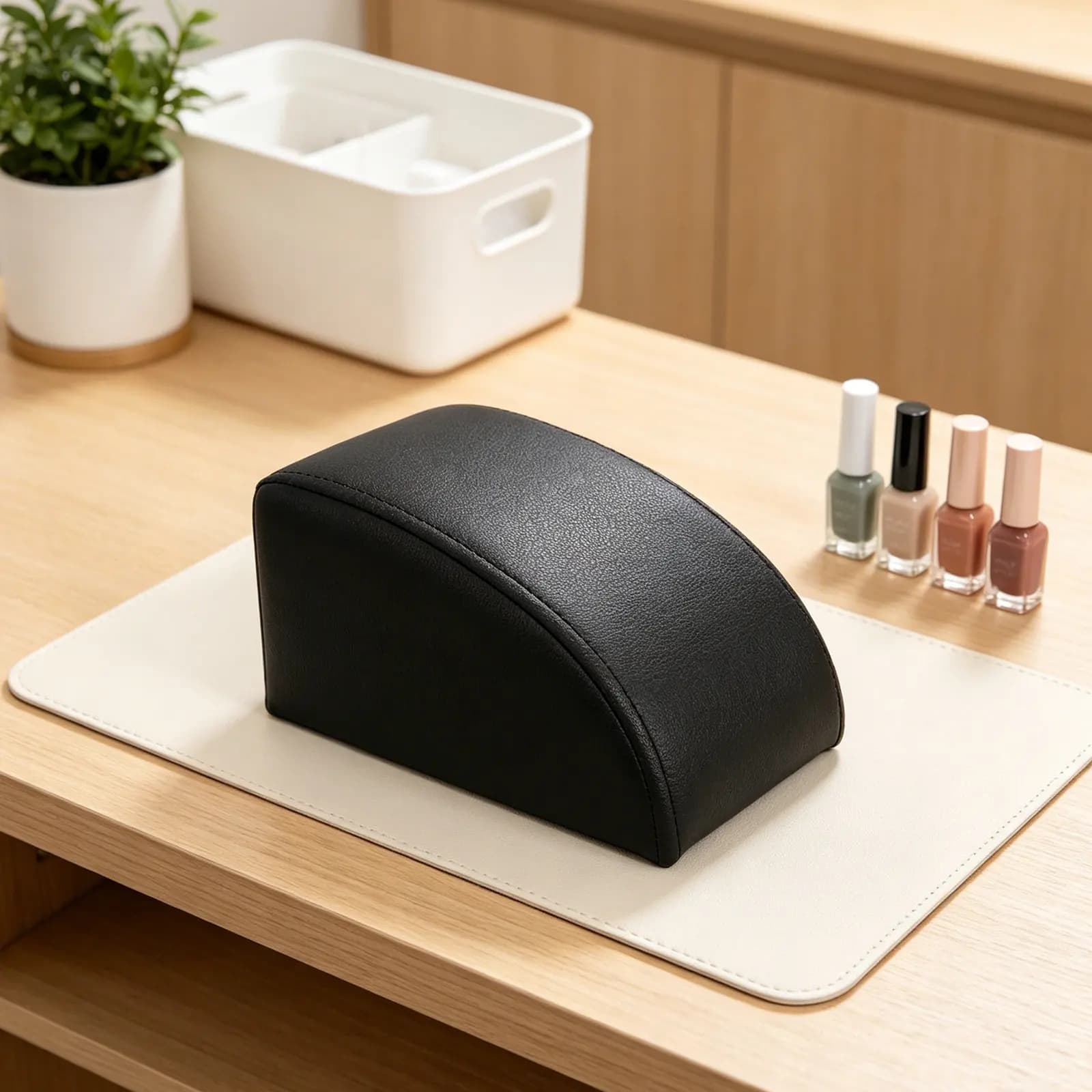 Black Ergonomic Nail Art Hand Rest Nail Arm Pillow Manicure Cushion Table Accessory Salon Home Use Nonabsorbent Stable Support