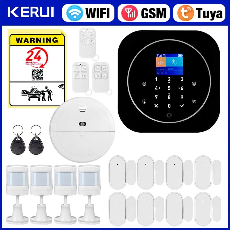 KERUI G12 Kit sistema di allarme domestico wireless Tuya Sistema di sicurezza domestica WiFi GSM con sensore di porta e movimento Controllo app Smart Life