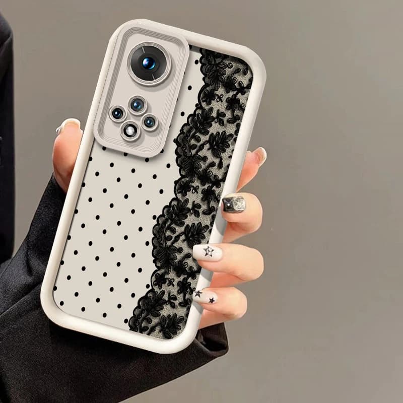 Honor 600 Lite Shockproof Matte Phone Case For Huawei Honor 400 Smart 300 Pro 200 90 Lite 70 50 SE 20 Circular Dots Lace Fundas