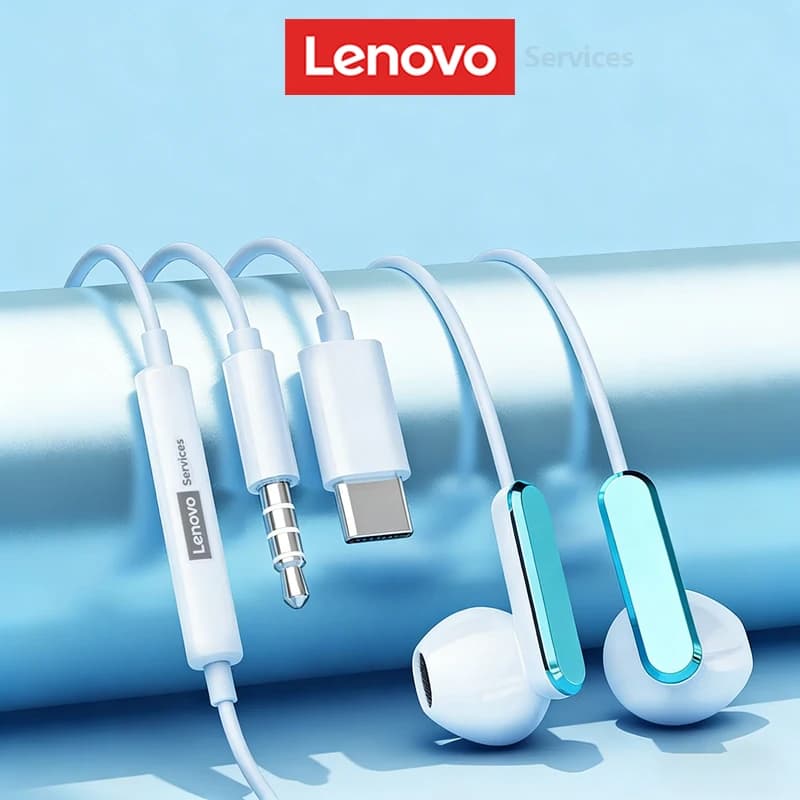 Lenovo 3.5mm Jack TypeC Wired Headphones With Microphone HIFI ENC Sound Reduction Noise Sports Audiences YF08 Laptop Game Headphones