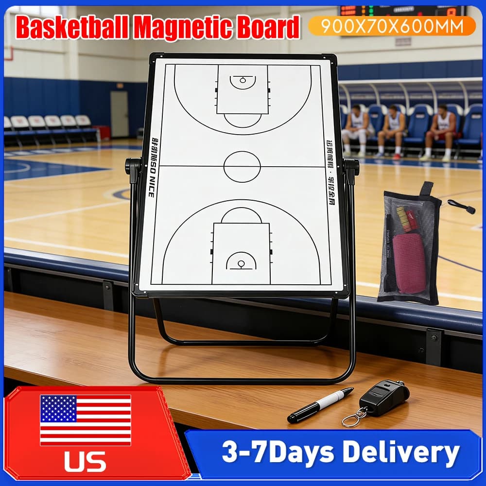 Magnetic tactical board for football coaches, double face, dry erasable, with markers and rubber, for basketball and volleyball coaches