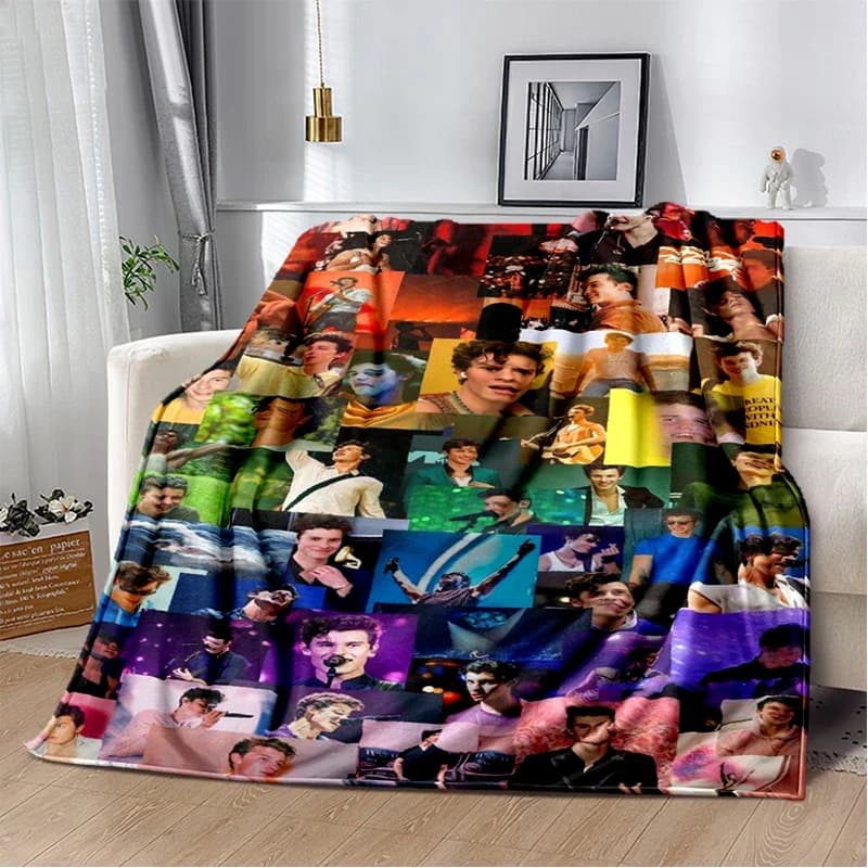 3D Shawn Mendes Handwritten Singer Soft Plush Blanket,Flannel Blanket Throw Blanket for Living Room Bedroom Bed Sofa Kid Gift