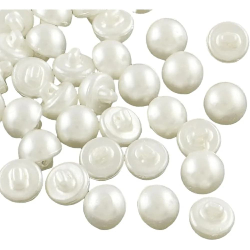 12MM 100 Pcs 1 Hole Beige Imitation Pearl Buttons Resin Shank Round Buttons Mini White Acrylic Button Bulk for Sewing making kit