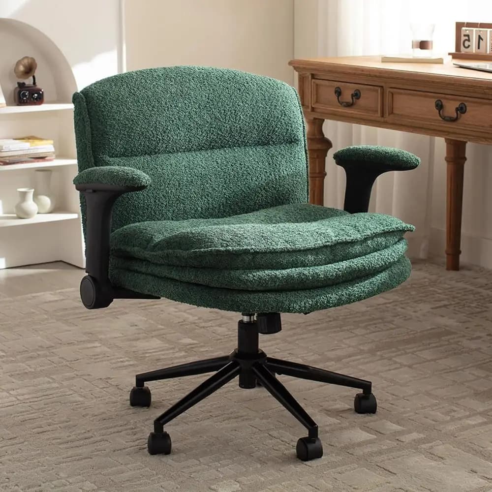 Sedia da Ufficio Ergonomica con Braccioli Regolabili e Ruote, Cuscini a 3 Strati, Adatta per Casa o Ufficio, Verde