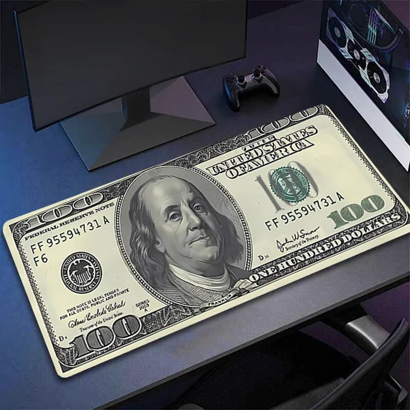 Mouse Pad Dollar Currency Pattern Large PC Computer Gamer Kawaii Gaming Accessories Mousepad Keyboard Desk Mat Carpet Table