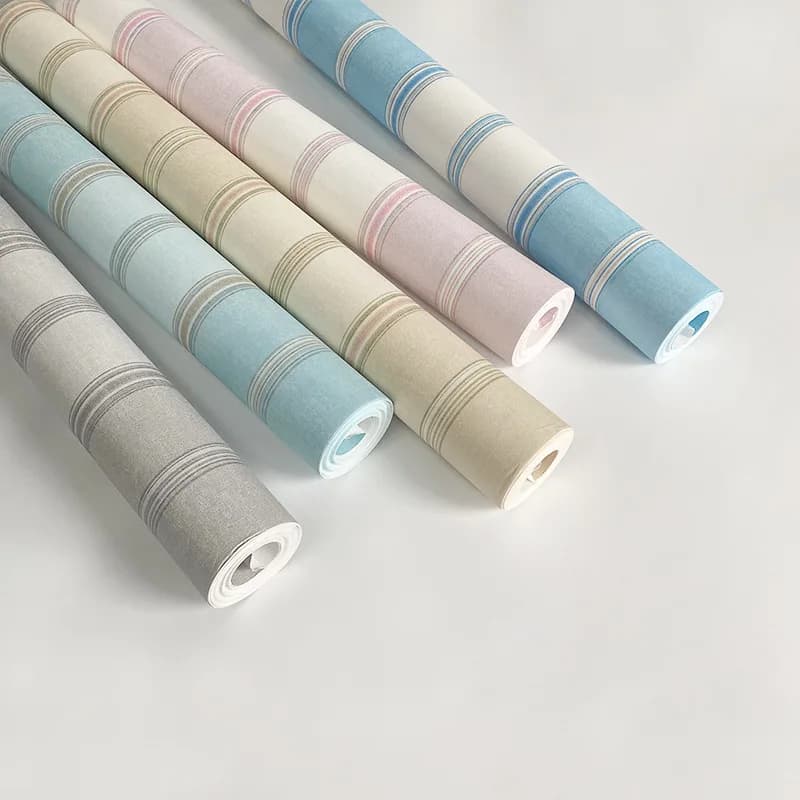 Mediterranean Pink Blue Stripe Wallpaper Non-woven Living Room Kids Girl Boy Bedroom Wallpapers