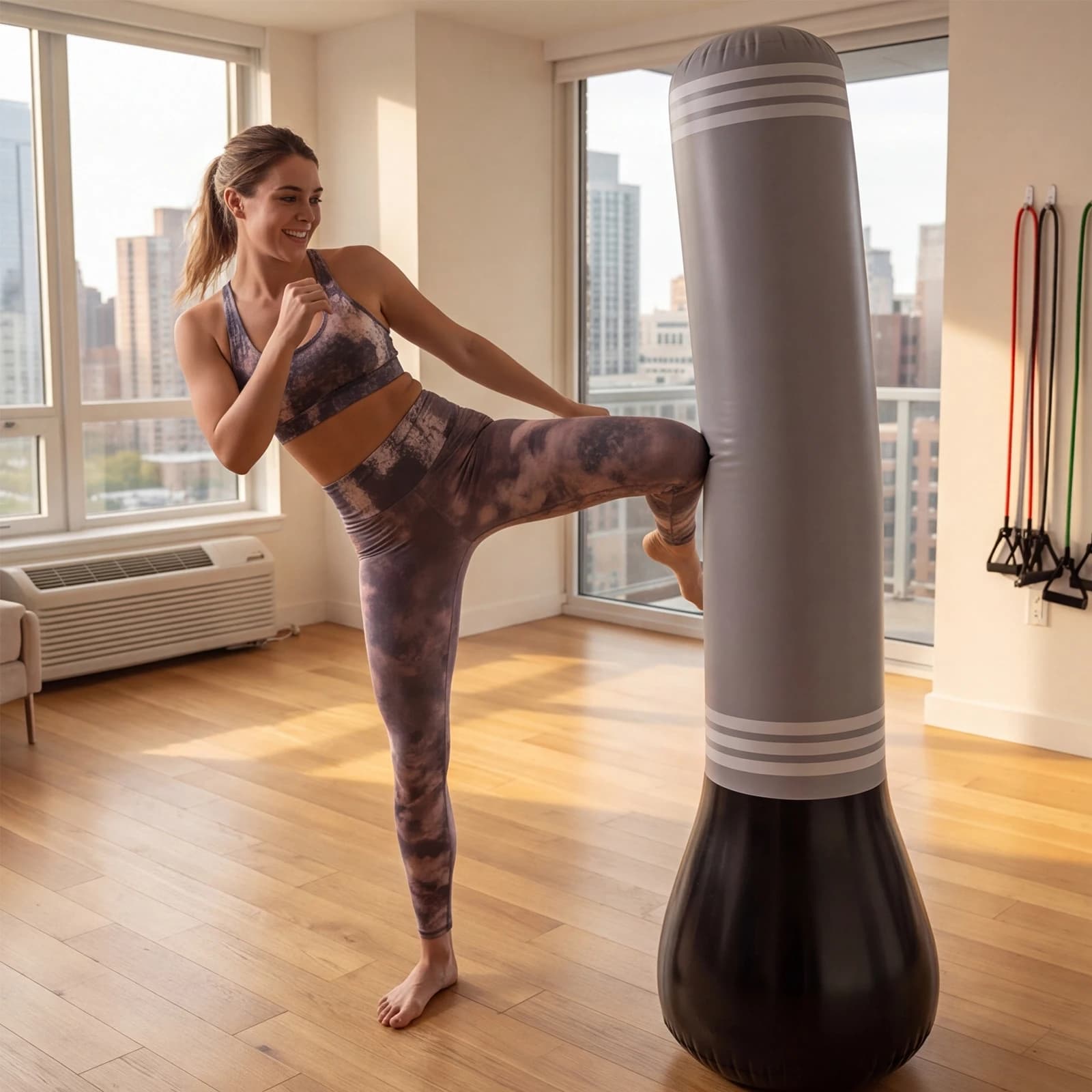 Freestanding Punching Bag Women Men Kickboxing Bags Free Standing PVC Boxing Pillar for Beginners Training MMA Muay Thai Fitness