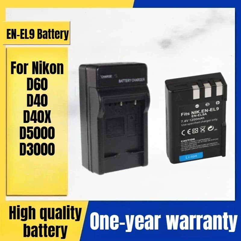 EN-EL9 EN-EL9a Camera battery, digital camera charger Nikon D60 D40X D5000 D3000 7.4 V 1200 mAh