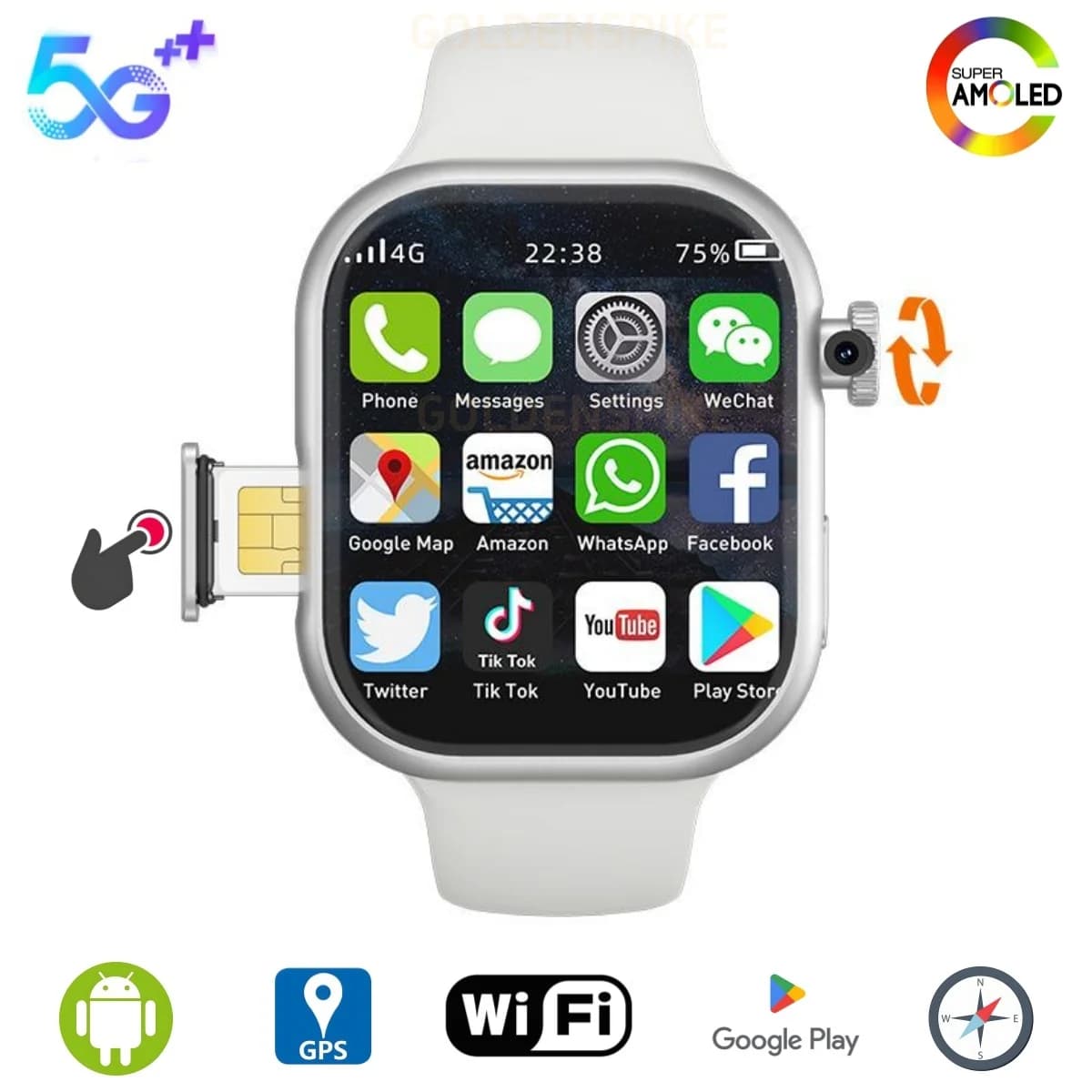 5G Smart Watch S10 Series Android 800W Camera 4G/5G LTE Sim Card GPS WIFI 2.26 inch 490*580 Amoled 128GB Storage Game Smartwatch