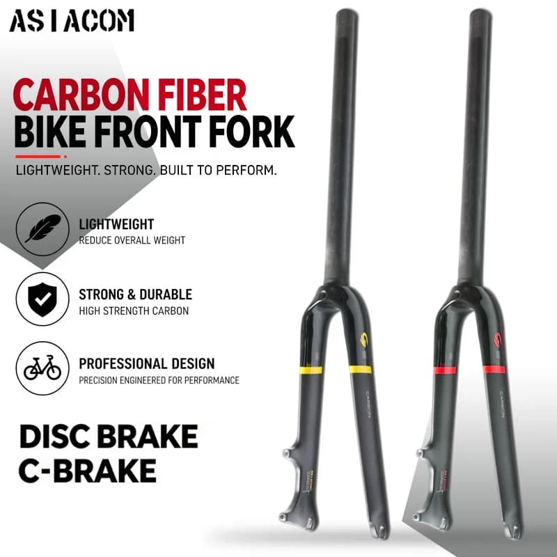 ASIACOM Full Carbon Rigid Fork, Small‑Wheel Bicycle Front Fork Supports C‑Brake Disc‑Brake 14/16/20 Inch Folding Bike Components