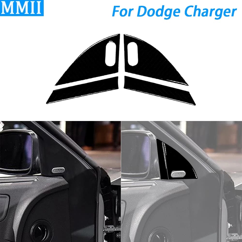 Per Dodge Charger 2015-2022 pianoforte nero porta altoparlante pannello a tromba copertura decorativa accessori per la decorazione d'interni dell'auto adesivo