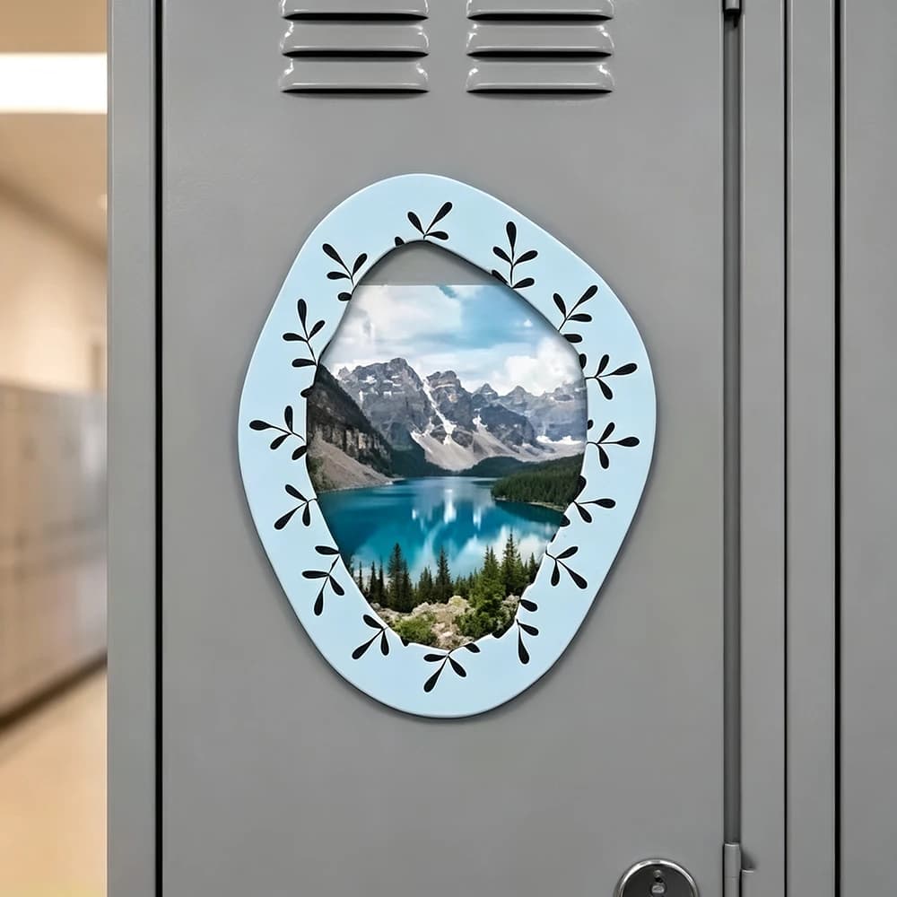 Retro Wavy Magnetic Picture Frame Stickers 8Pcs Set, Fridge Locker Magnet Photo Holder For School Cabinet Door Home Wall Decor