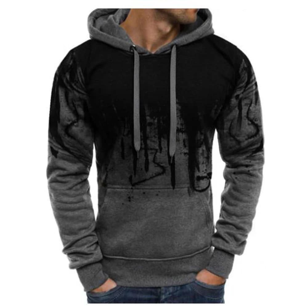 2025Gradient Print Men's Pullover Hooded Sweatshirt Spring Autumn Daily Fitness Sportswear Fashion Casual Hoodies Loose Clothing