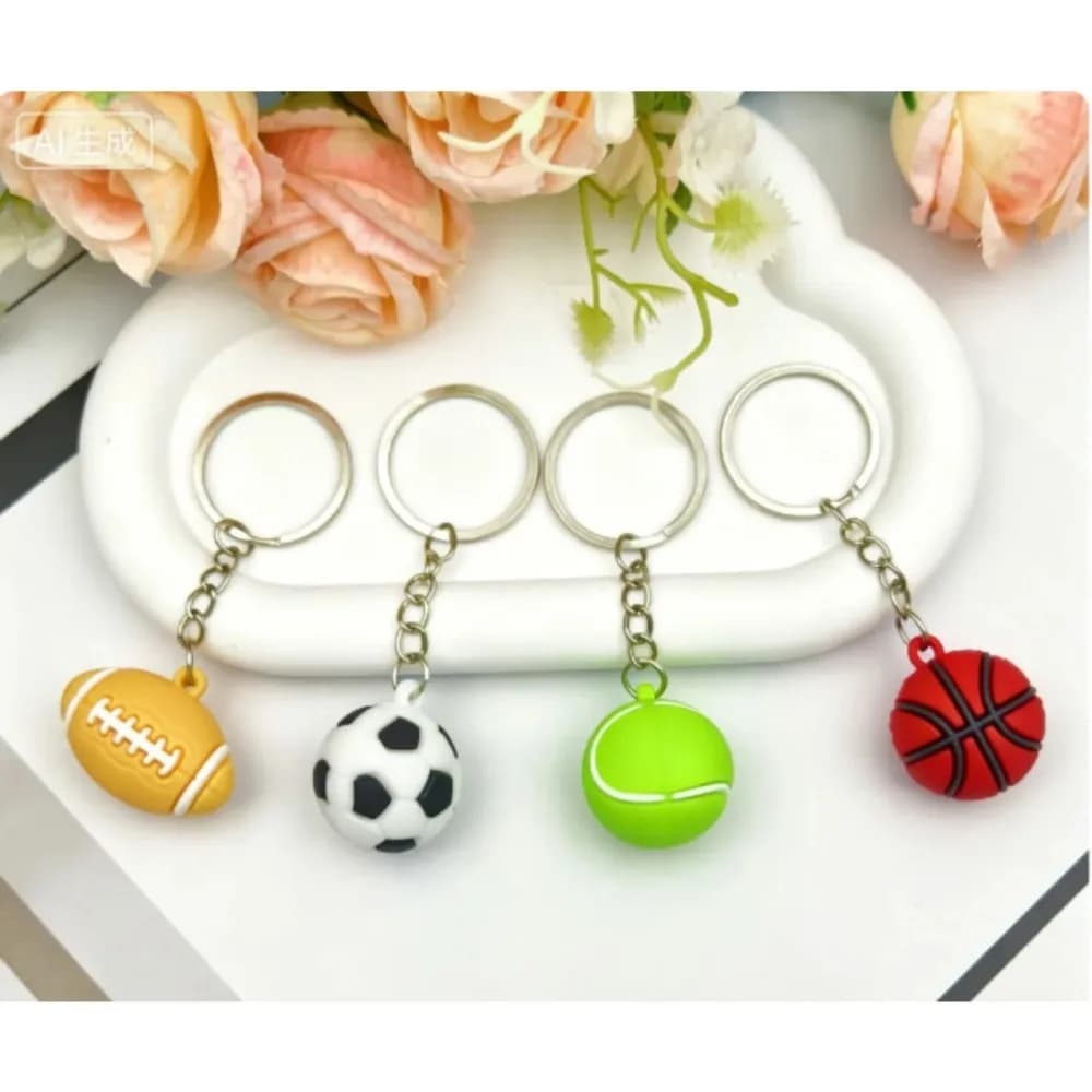 Set di Portachiavi - Pallacanestro, Calcio, Pallavolo, Portachiavi per Auto, Borsa Sportiva, Portachiavi in Metallo per Moto