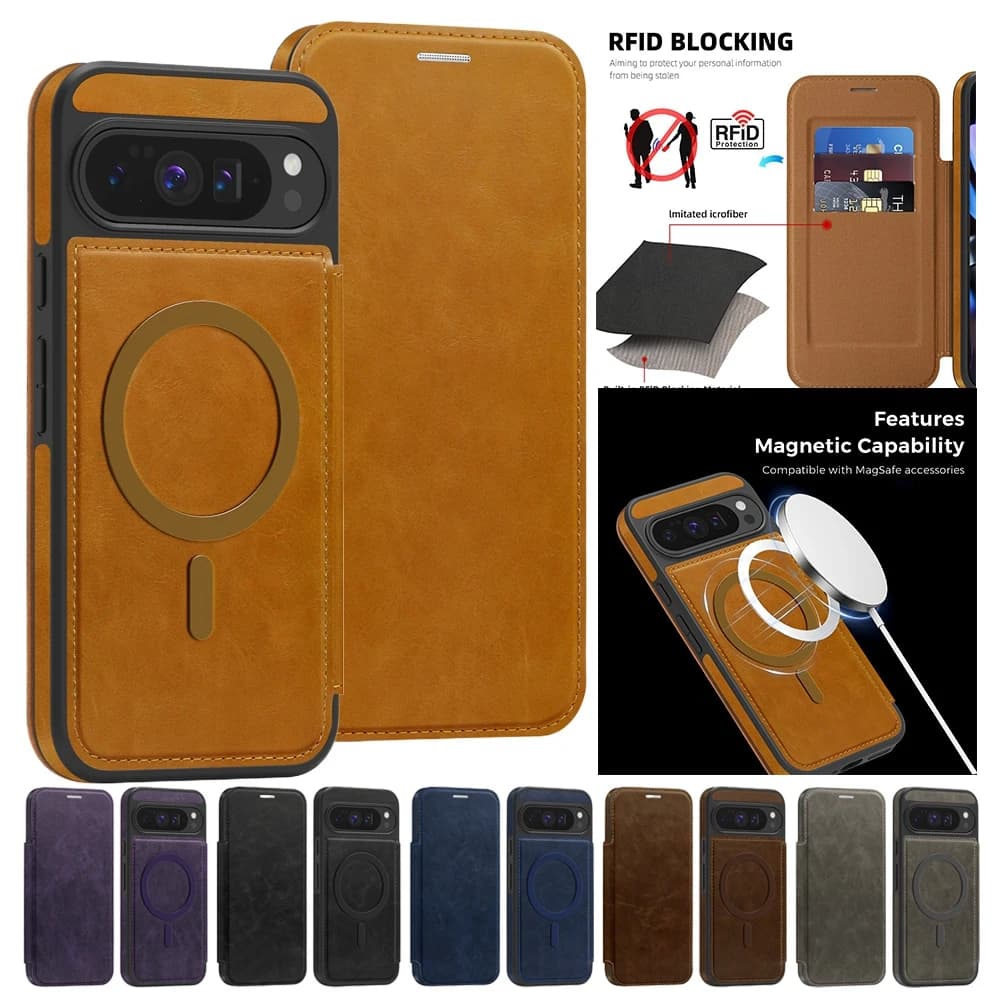 Luxury Magnetic Flip Leather Wallet Case For Google Pixel 11 11Pro 10 10 Pro 10A 9 9Pro 9A 8 Pro XL Card Slot Holder Phone Cover