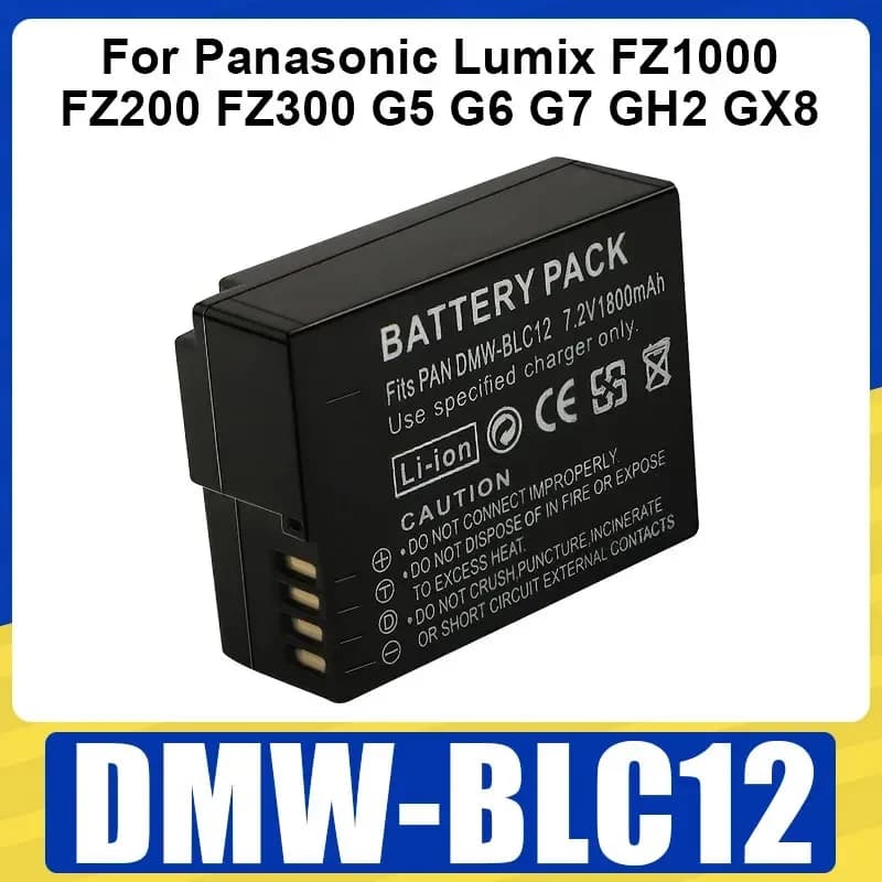 DMW-BLC12 BLC12E Batteria 1800mAh Batterie Ricaricabili per Panasonic Lumix FZ1000 FZ200 FZ300 G5 G6 G7 GH2 GX8 Batteria Della Macchina Fotografica