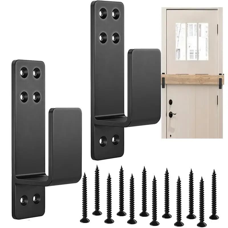 Staffe per porte con barra di sicurezza per capannone, confezione da 2, staffa a U in acciaio aggiornata, spessore, barra aperta, impedisce l'ingresso non autorizzato, adatta per 2 X 4