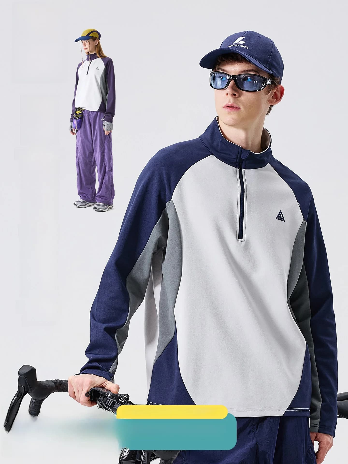 Maglietta Sportiva da Uomo LAZY DAY a Maniche Lunghe con Mezza Zip, Asciugatura Rapida, Traspirante, Casual, per Ciclismo Autunnale