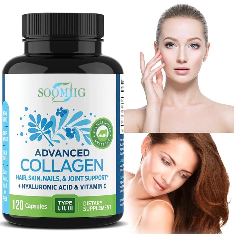 Multi Collagen Capsules, Hydrolyzed Collagen Supplement for Hair Skin Nails Joint & Bone Health, Anti-Aging Antioxidant Support