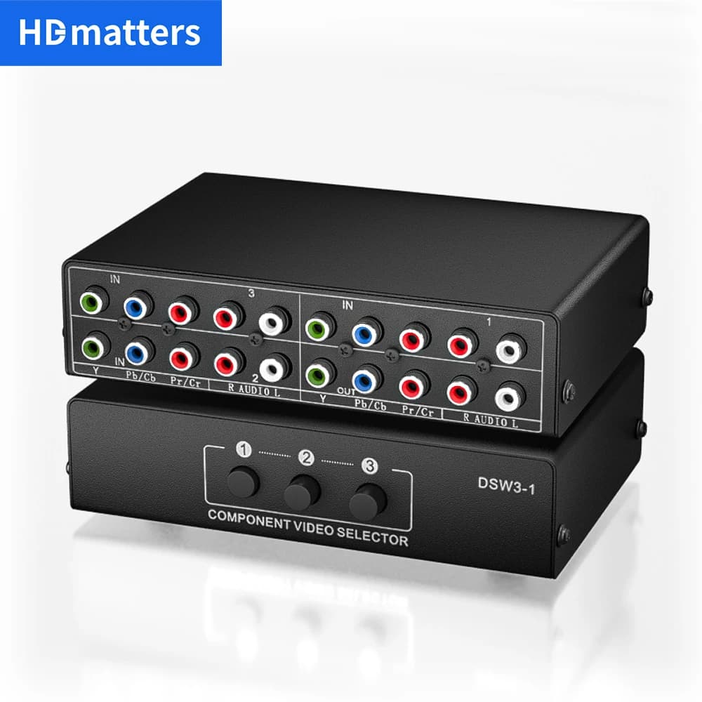 Componente RGB Selettore scatola 3 in 1 uscita 5 RCA L/R Componenti Ypbpr Switch AV Switcher hub per PS2 Wii Xbox DVD HDTV
