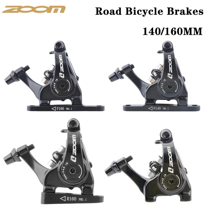 Freni Meccanici ZOOM HB700 per Bici da Strada, Pinza Freno a Disco con Pistone a Trazione Lineare per Rotore 140/160MM