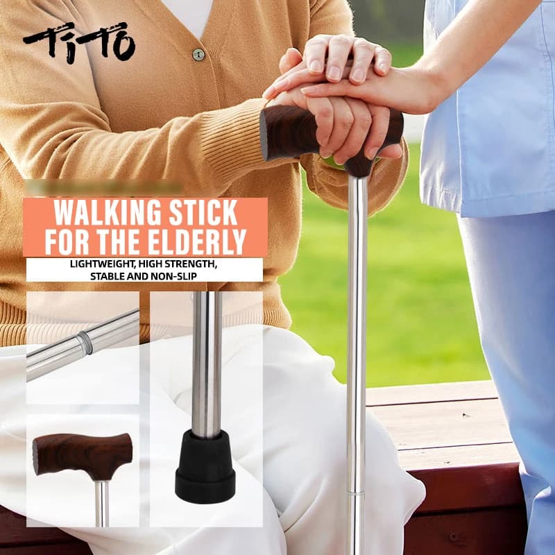 Telescopic Stroller Stick in TiTo Titanium League for Seniors, Mothers and Fathers, Ultralight Trekking Sticks for Camping and Hiking
