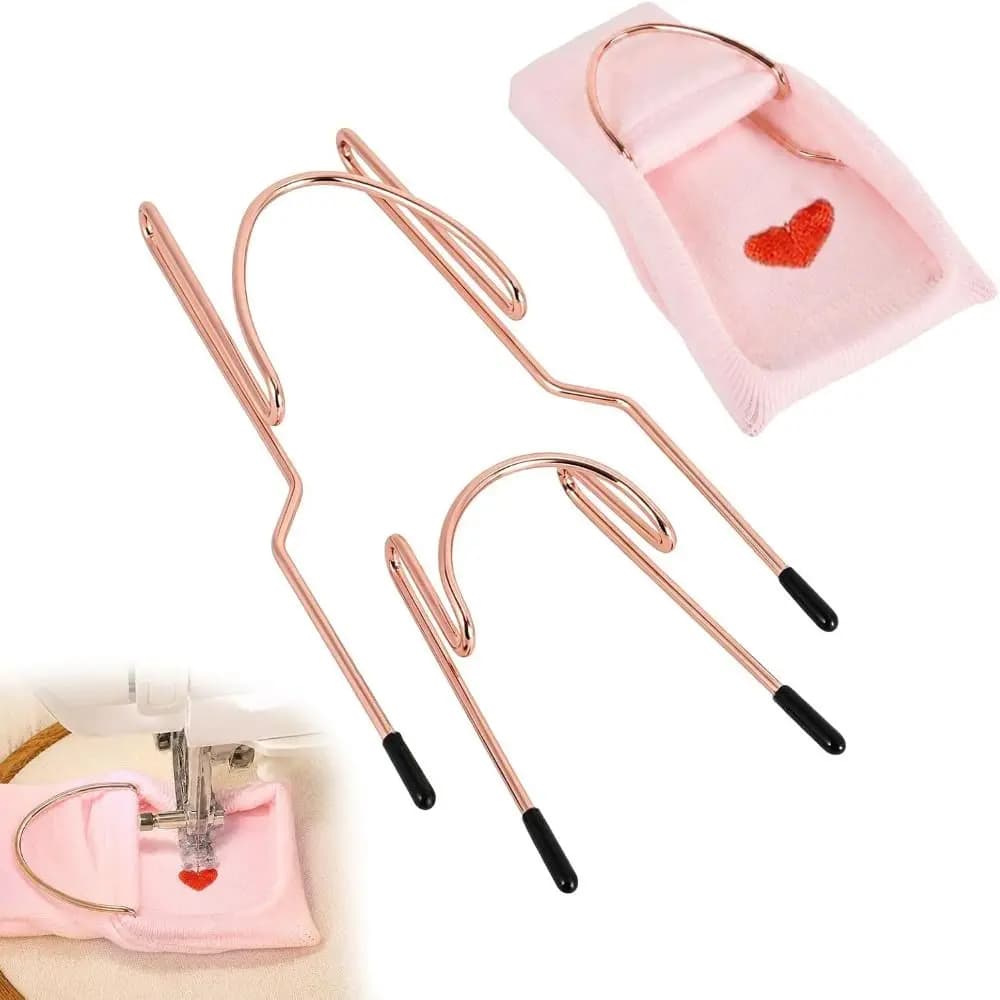 3pcs/set Metal Construction Sock Hoop Embroidery Set Anti-Slip Caps Rose Gold Color Hooping Aid Set Sock Hooping Aid