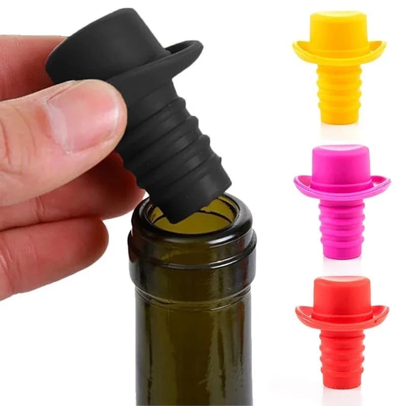 Tappo per bottiglia in silicone tappo per bottiglia tappo per vino tappo per versatore per vino tappo per bottiglia in silicone simpatico cappello a cilindro preservativo striscia di sughero in gel