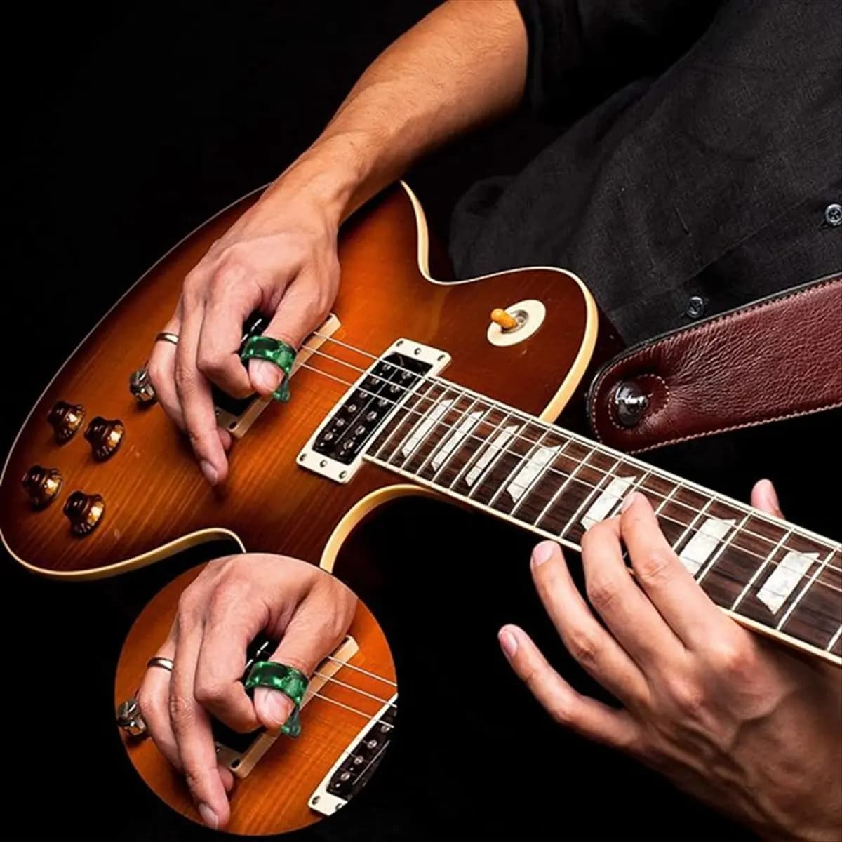 (AD10) Plettri per Dita, Medi, Plettri Piatti per Pollice, Plettri per Chitarra in Celluloide (24 Pezzi per Dito Indicatore)