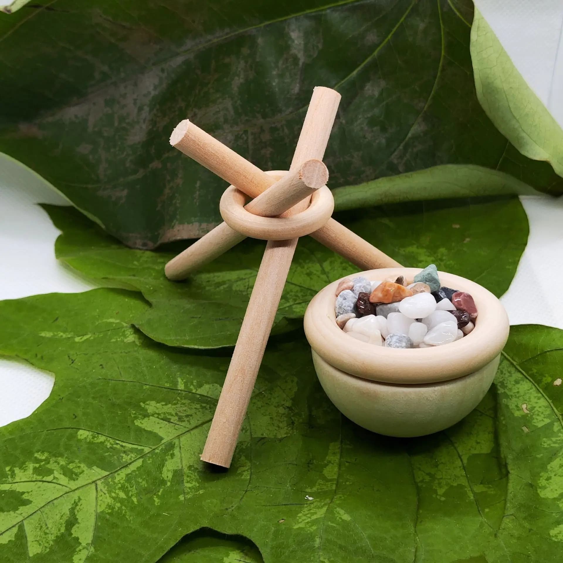 Diffusore di Oli Essenziali in Legno Rialzato per Aromaterapia, Diffusore Senza Fiamma in Legno, Diffusore in Legno con Pietra per Aromaterapia