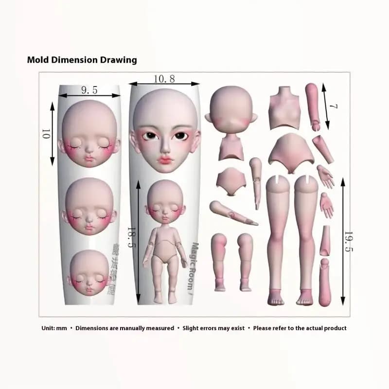 Set di stampi per nail design fai-da-te, bambola facciale in silicone 3D con accessori per armature