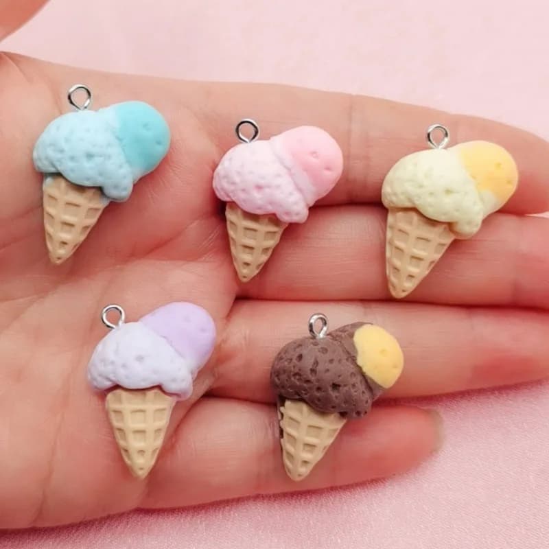 10pcs resin colored small fresh ice cream sweet earrings earrings keychains car pendants DIY accessories