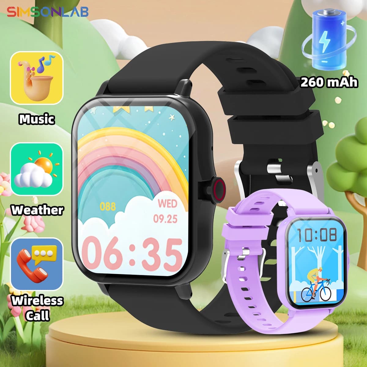 Nuovo Smartwatch per Bambini con Schermo HD da 1,83 Pollici, Chiamate Wireless Bluetooth, Monitoraggio del Sonno, Orologio Intelligente con Controllo Vocale, Regalo per Donne e Uomini