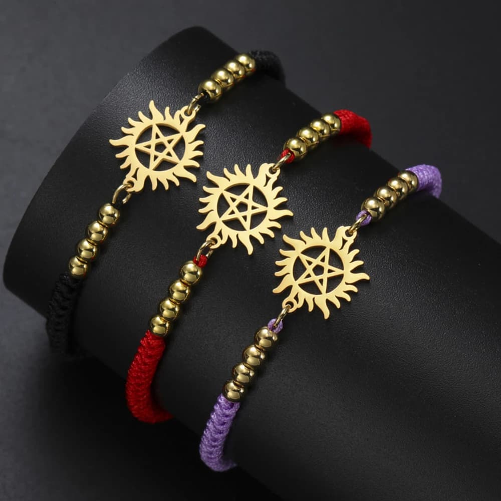 My Shape Pentagramma Sun bracciali bracciale con ciondolo in acciaio inossidabile dimensioni regolabili catena a mano gioielli amuleto soprannaturale regali