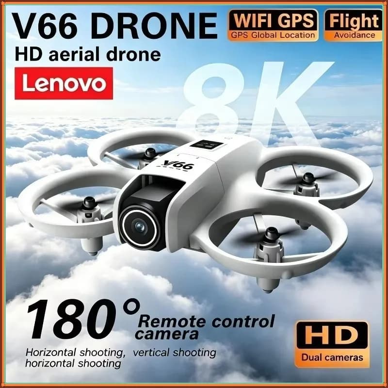Drone Mini RC Lenovo V66 con Fotocamera Professionale 8K 4K, Elicottero Pieghevole con Evitamento Ostacoli 180° ° Micro Aerei Giocattolo Ribaltabili per Bambini